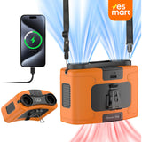 Ventilador portátil de cintura 10000mAh, con 9 velocidades y linterna, ventilador de cuello manos libres, hasta 20 horas de enfriamiento, para camping y viajes - VP001