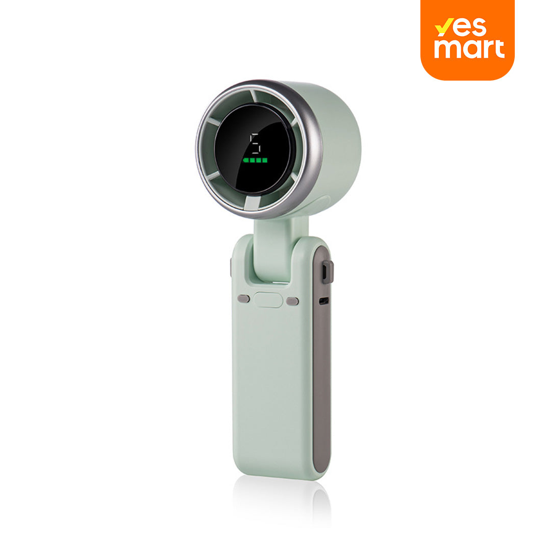 Ventilador de Mano Turbo Portátil 5 Velocidades, 12H Duración - Tecnología Air Turbo para Exteriores, Viajes y Oficina - VM001
