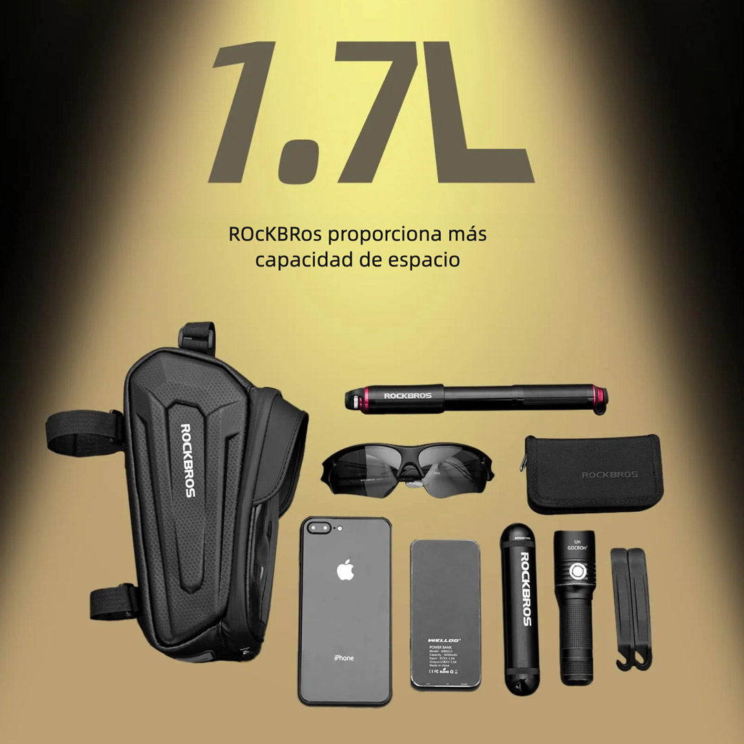 Bolsa de Teléfono para Bicicleta con Soporte y Pantalla Táctil – Funda Impermeable EVA para Cuadro Frontal Compatible con Móviles hasta 6.8” - AH017