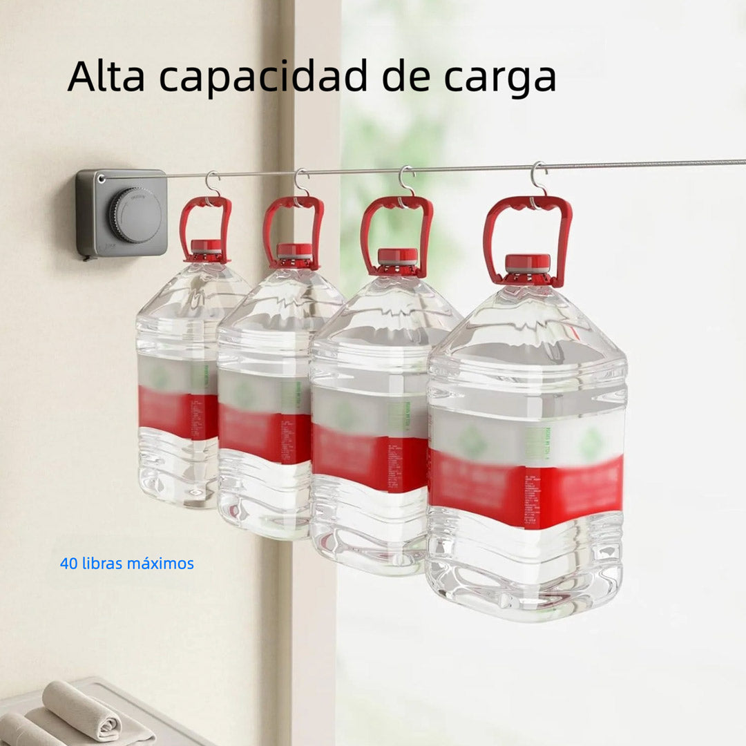 Tendedero Retráctil de Acero Inoxidable para Interior y Exterior, Anticaída y de Alta Resistencia, Montaje en Pared, 4.6 Metros – AH020