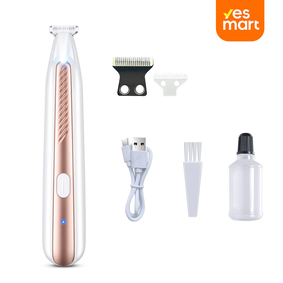 Cortapelos para Mascotas con Luz LED – Recortadora de Precisión Silenciosa e Impermeable para Patas, Orejas y Cara - DM007