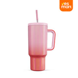Vaso Térmico de 40oz con Asa, Tapa Antiderrames y Popote, Taza de Café de Acero Inoxidable para Viajes, Mantiene Bebidas Frías por 34 Horas y Calientes por 10 Horas AH014