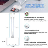 Adaptador de Tarjetas SD y USB 3.0 de 2 Puertos para iPhone, iPad, USB-C y Lightning - Lector de Memoria para SD, Micro SD, USB, Plug & Play - TM003