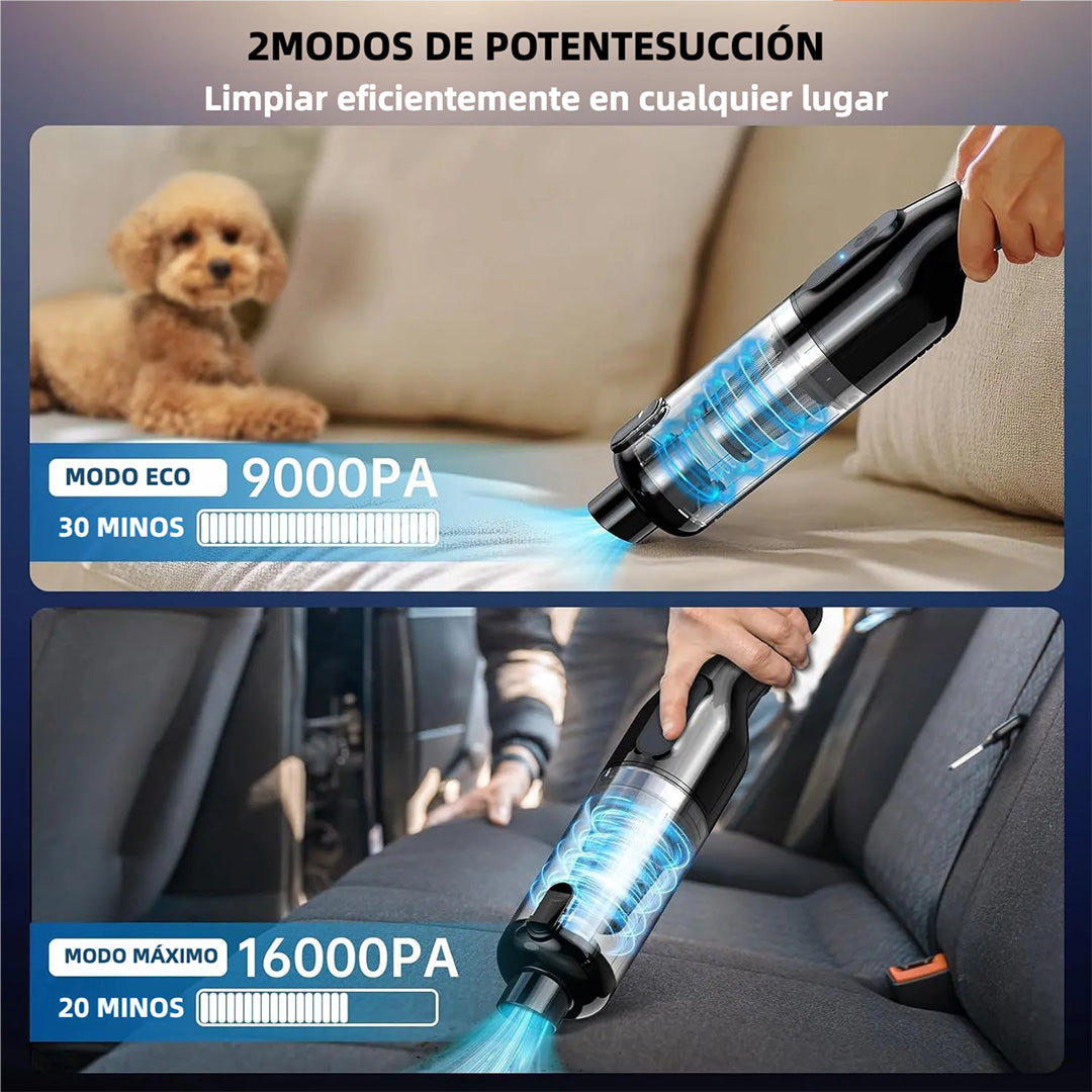 Aspiradora de Mano Inalámbrica – Potente Succión de 16,000Pa, Ultraligera 1.3lbs, Motor sin Escobillas, Batería Recargable, Múltiples Accesorios para Limpieza del Hogar, Oficina, Coche y Mascotas – AE005