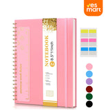 Cuaderno de Espiral A4 – 8.5” x 11”, Tapa Dura Plástica, 100 GSM, 110 Páginas, Regla Extraíble, Bolsillo Expandible, Ideal para Notas, Escuela, Trabajo y Oficina – JC006
