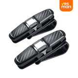 Soporte para Gafas de Sol para Visera de Coche 2 Piezas con Clips y Estuche para Tarjetas - Soporte de Gafas de Sol y Gafas de Vista, Ajustable y Giratorio 180° - AH001