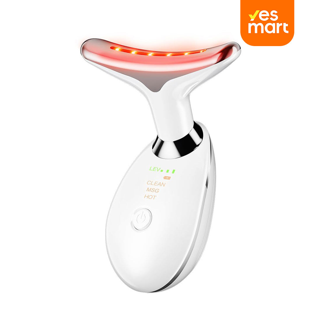 Masajeador Facial y de Cuello de 7 Colores con Tecnología de Vibración, Cepillo Facial Recargable para Cuidado de la Piel (Blanco) - MJ001
