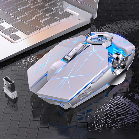 Ratón Inalámbrico Recargable LED RGB para Juegos 2.4GHz, 800/1200/1600 DPI, Diseño Ergonómico, Receptor USB, Compatible con Windows y Mac OS KM005 - Yesmart