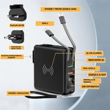 Banco de Energía 5 en 1 Internacional 10000mAh, Cargador Portátil Inalámbrico con Enchufe AC y Cable Integrado (Type-C y Lighting USB) - 4 Salidas y 2 Entradas BP005 - Yesmart