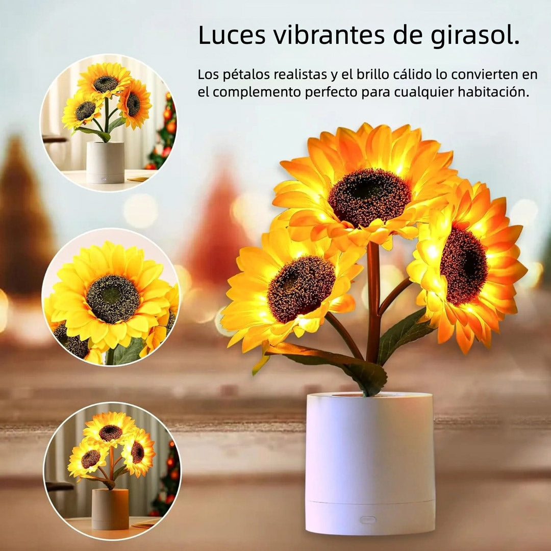 Lámpara Recargable de Girasol con Cúpula de Cristal – Luz Nocturna LED Decorativa Ideal como Regalo Romántico - LL003