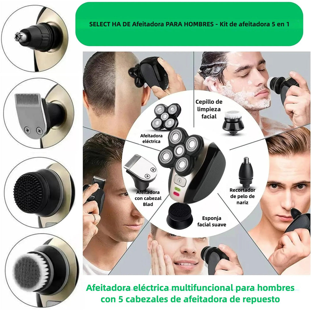 Afeitadora Eléctrica Multifuncional 4 en 1 para Cabeza y Cuerpo, Motor 8500 RPM, Carga USB y Accesorios Gratis - MC002