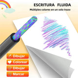 Set de 12 Lápices Arcoíris Negros – Lápices de Colores Profesionales Multicolores, Mina Gruesa y Duradera para Dibujo Artístico, Ideal para Adultos, Principiantes y Estudiantes – JC004