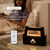 Difusor de Aceites Esenciales con Simulador de Lluvia y Luz de Llama – 300ml con Sonido Relajante, Temporizador y Control Remoto - MA006