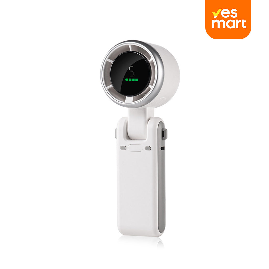 Ventilador de Mano Turbo Portátil 5 Velocidades, 12H Duración - Tecnología Air Turbo para Exteriores, Viajes y Oficina - VM001