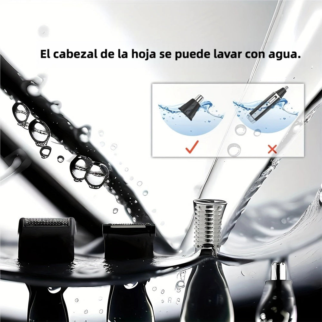 Afeitadora Eléctrica Kemei Multifuncional 4 en 1 Recargable - Con Cabezal para Nariz, Oídos, Cejas, Patillas y Barba - MC001