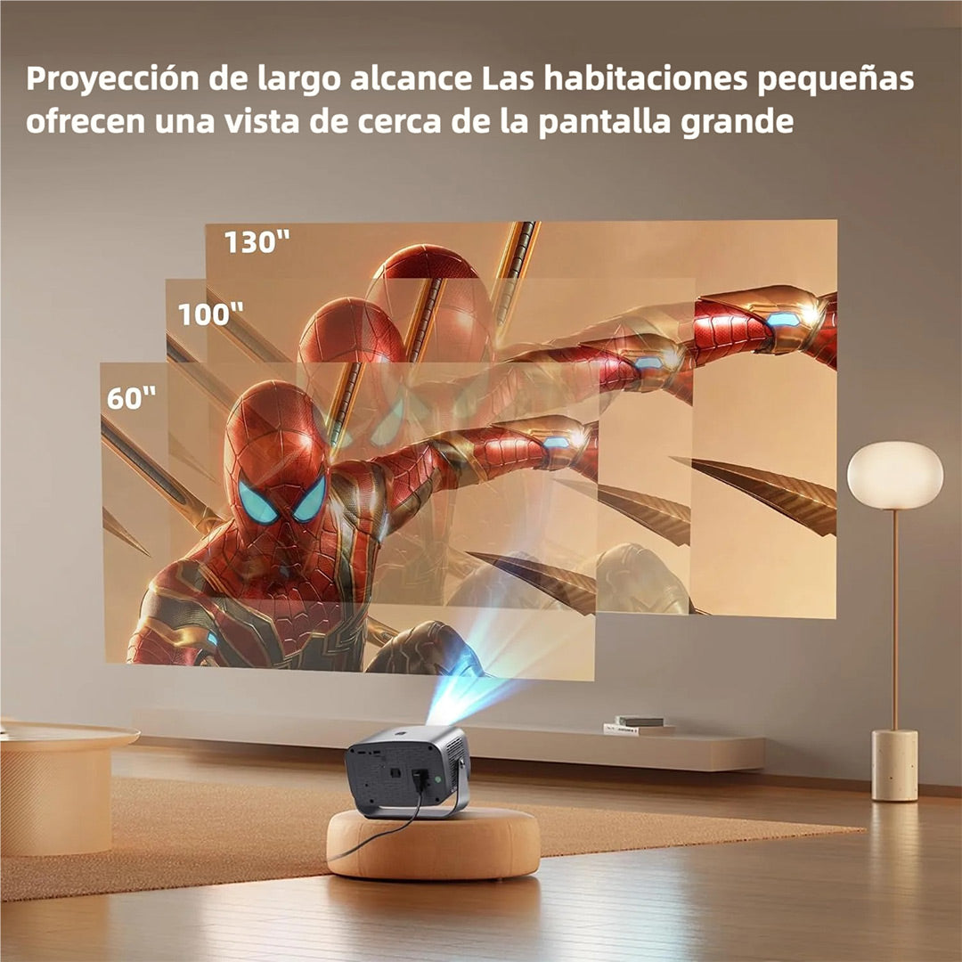Proyector Portátil Full HD 4K 1080P con Enfoque Automático y Corrección de Trapezoide - Rotación de 145°, Conectividad HDMI/USB - PP003
