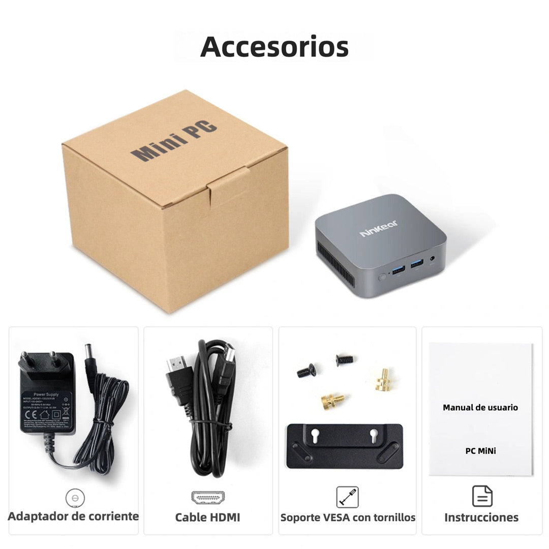 Ninkear Mini PC MBOX 11, Intel Twin Lake N150, 16GB RAM, 512GB SSD, Windows 11, Pantalla Doble 4K, WiFi 5, Bluetooth 5.0