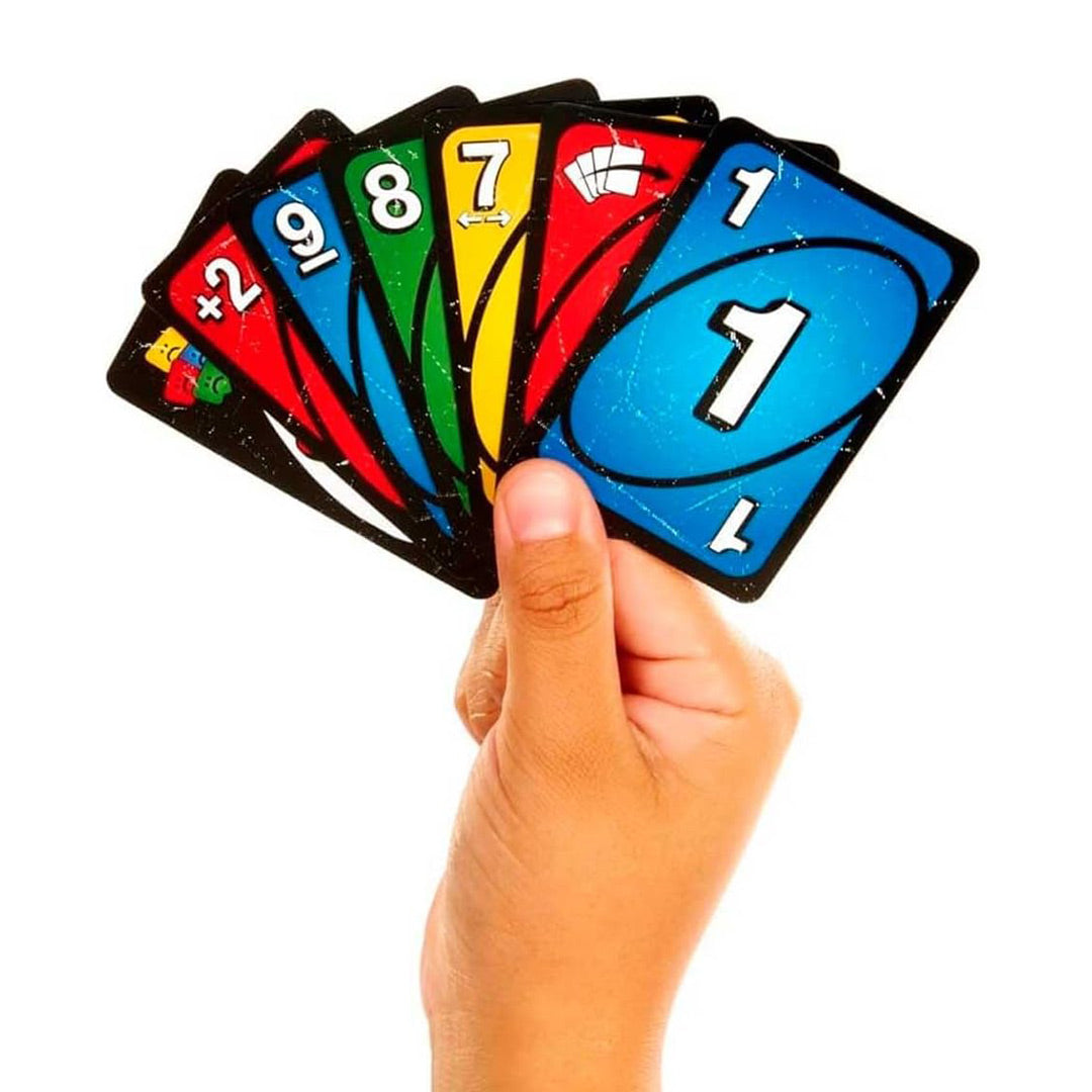 UNO Show 'em No Mercy – Edición Más Brutal del Clásico Juego de Cartas, Reglas Especiales y Cartas de Acción Extremas, Diversión para Niños y Adultos – JC001
