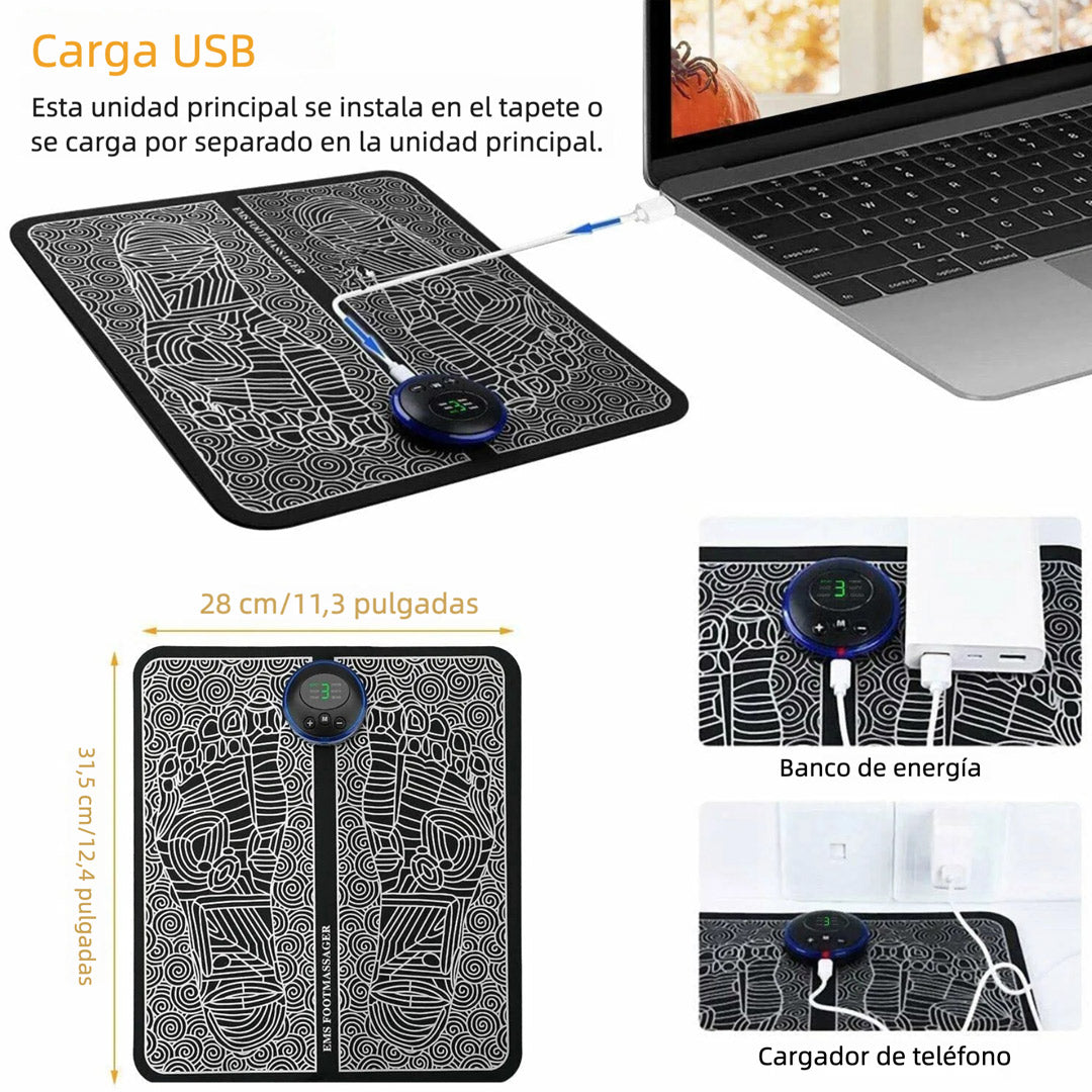 Masajeador de Pies Portátil – Alivio Relajante con 6 Modos, Pulso Profundo, 15 Minutos de Masaje Personalizado, Pantalla y Control Fácil – PR005