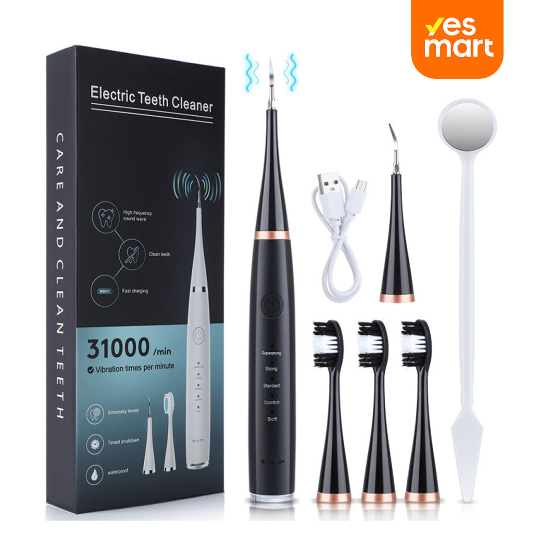 Limpiador Ultrasónico de Placa para Dientes, Removedor de Manchas Dentales con Luz LED, Kit para Blanqueo de Dientes para Niños y Adultos, 3 Modos - CS001