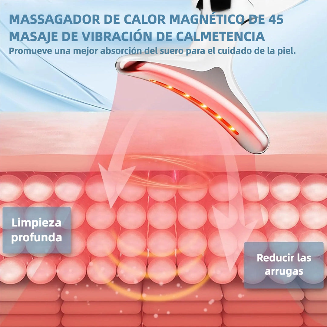 Masajeador Facial y de Cuello de 7 Colores con Tecnología de Vibración, Cepillo Facial Recargable para Cuidado de la Piel (Blanco) - MJ001