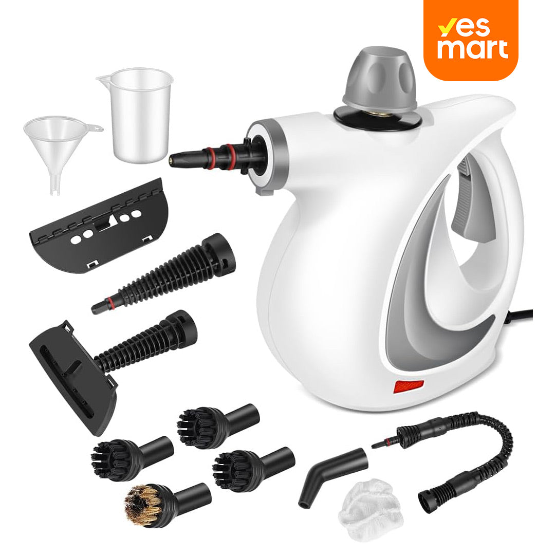 Limpiador de Vapor Portátil a Mano, 1050W con 12 Accesorios, Limpiador de Vapor Multifuncional para Uso en Casa y Automóvil, Limpiador de Pisos, Sofás, Azulejos, Cortinas, y Más - PM004