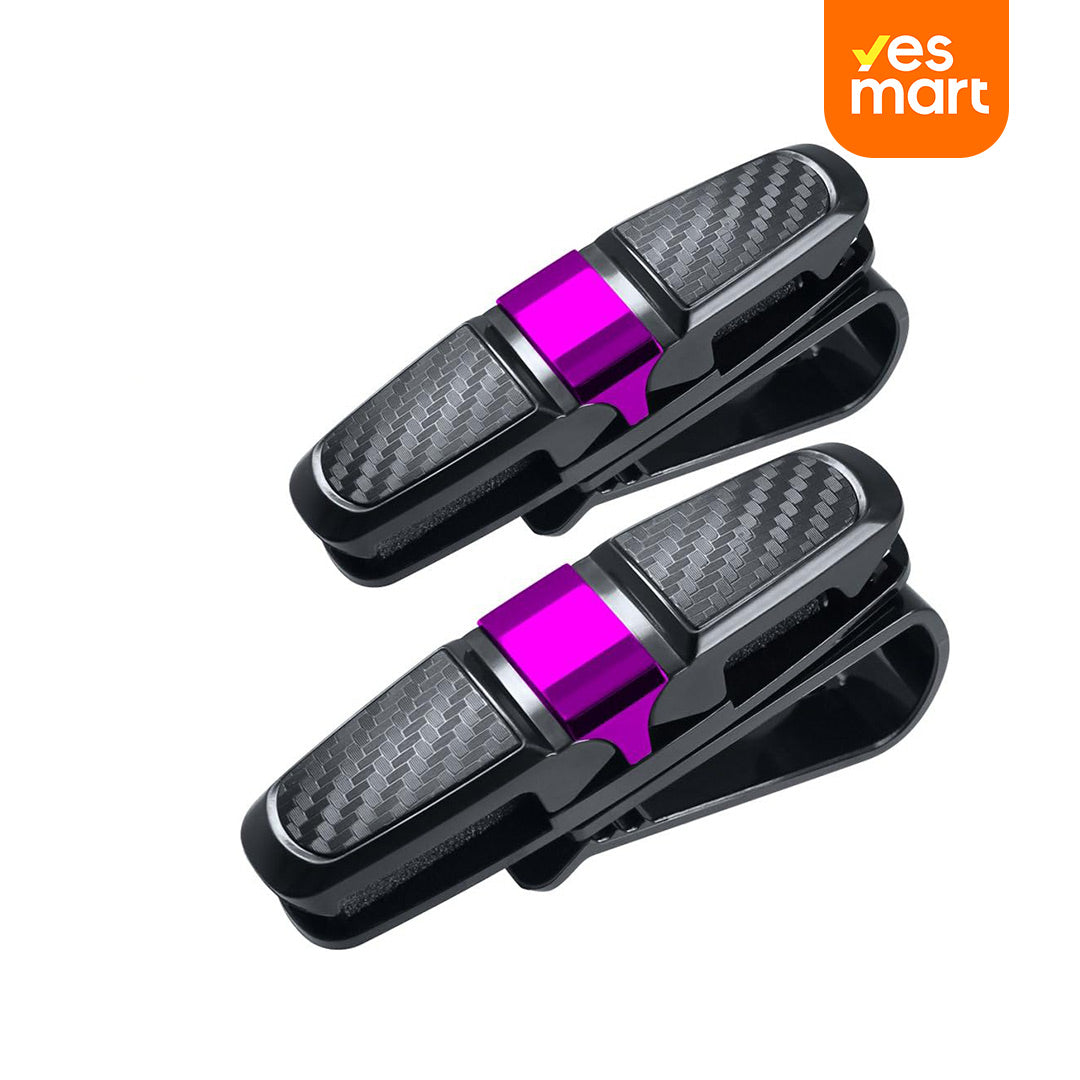 Soporte para Gafas de Sol para Visera de Coche 2 Piezas con Clips y Estuche para Tarjetas - Soporte de Gafas de Sol y Gafas de Vista, Ajustable y Giratorio 180° - AH001