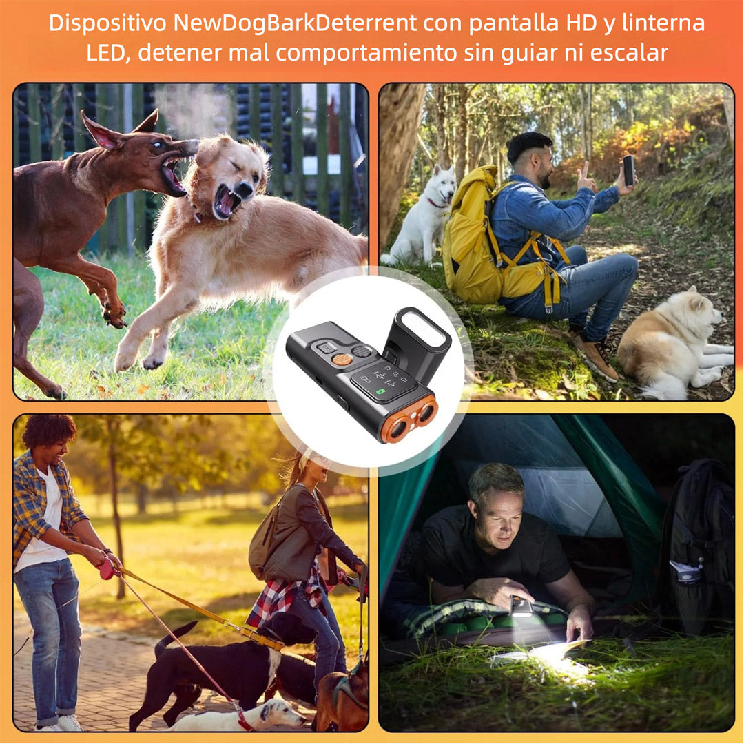 Dispositivo Antiladridos para Perros 2025 - Repelente de Perros con Pantalla HD y Linterna LED, Detiene el Comportamiento Indeseado, Fácil de Usar sin Gritar ni Golpear – DM002