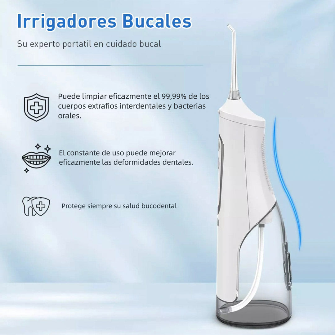 Limpiador Dental Portátil Recargable, Irrigador Bucal Potente, 4 Modos de Presión para Limpiar los Dientes, Must-Have para Viajes y Familia - CS003