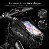 Bolsa de Teléfono para Bicicleta con Soporte y Pantalla Táctil – Funda Impermeable EVA para Cuadro Frontal Compatible con Móviles hasta 6.8” - AH017