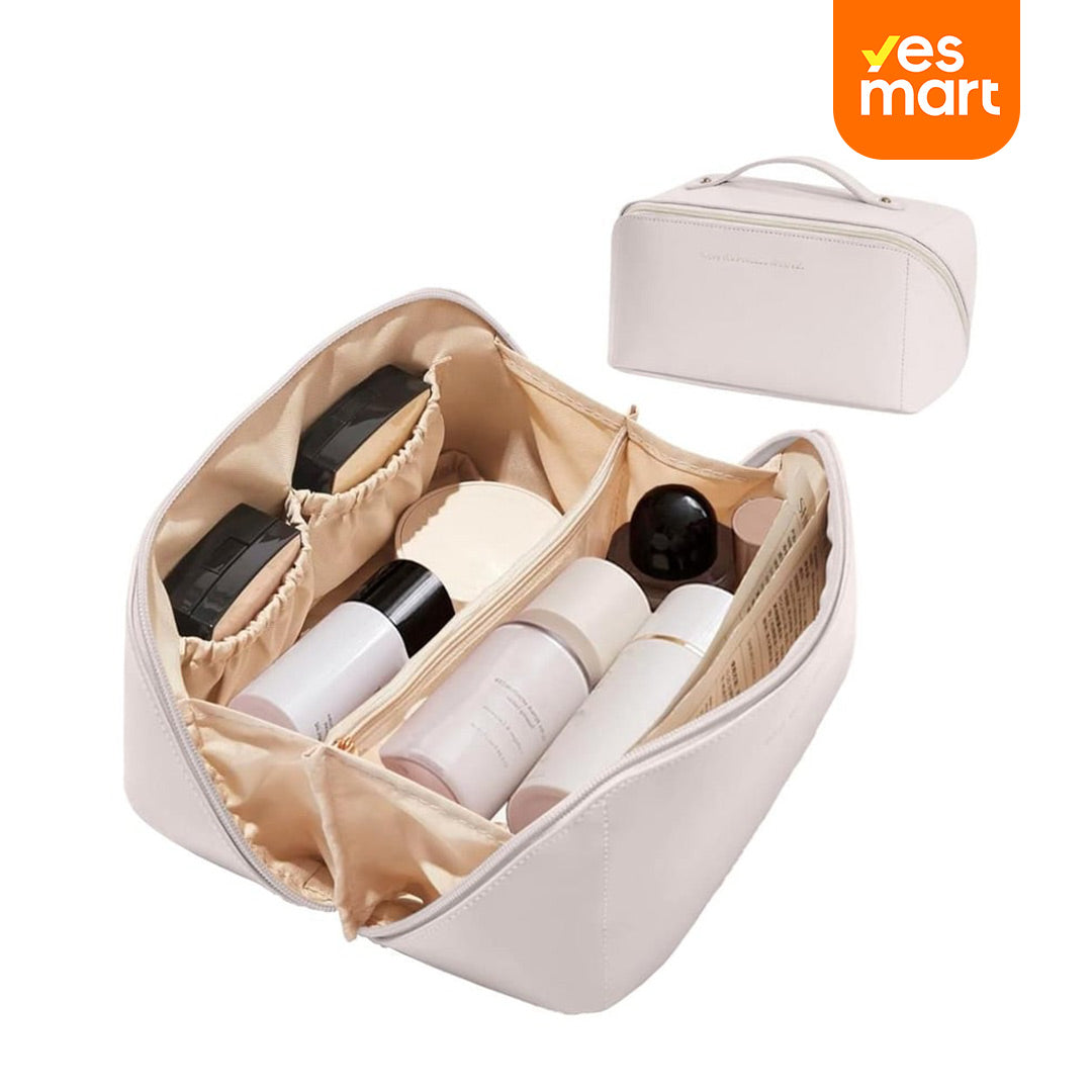 Bolsa de Maquillaje de Viaje, Bolsa de Maquillaje Grande y Resistente al Agua para Mujeres, Con Compartimentos y Asa - AH002