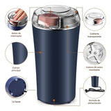 Molino de Especias Eléctrico 200W – Potente y Rápido, Ideal para Hierbas, Especias, Frutos Secos, Granos y Café – Con Cepillo de Limpieza, Capacidad de 24 Tazas – EJ003