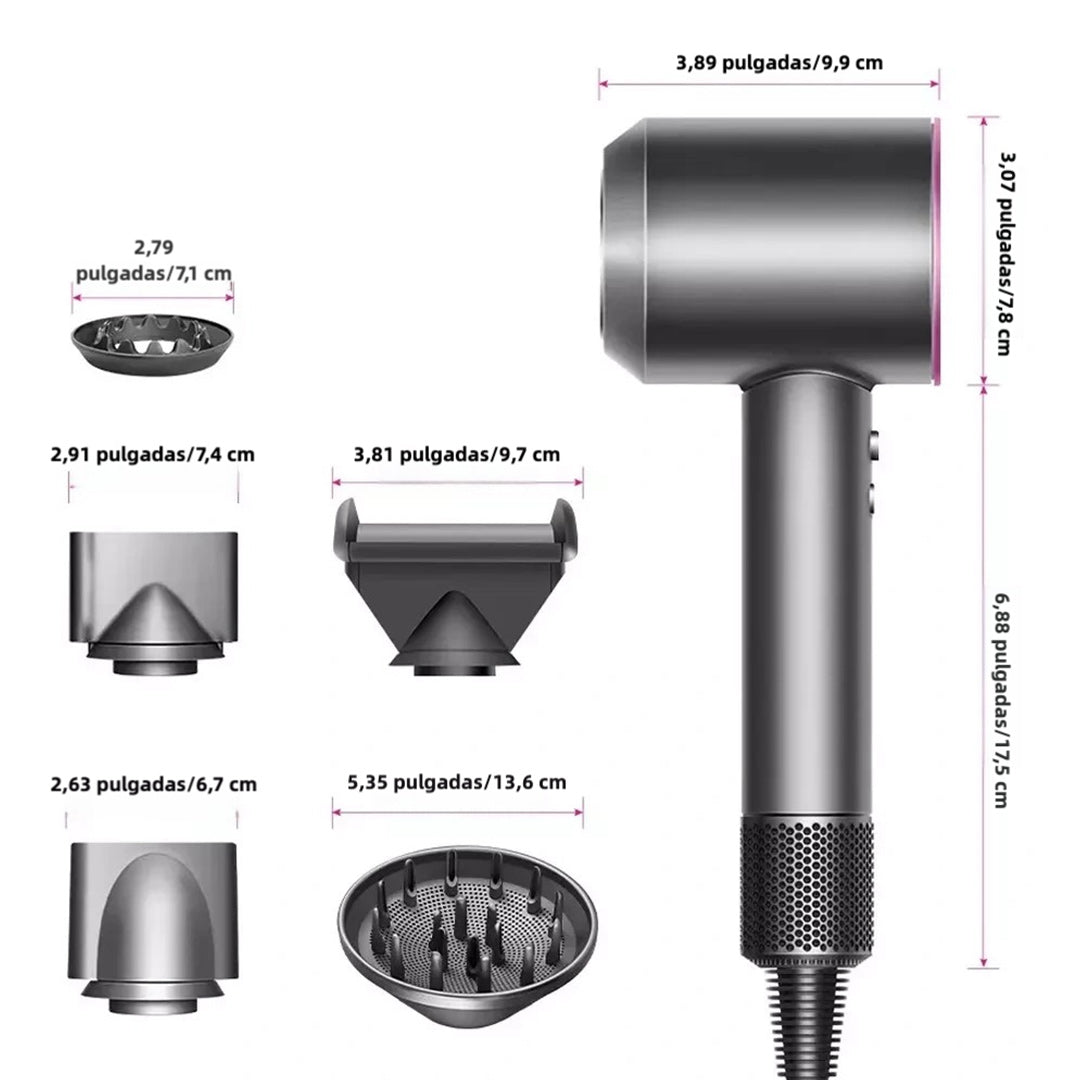 Secador de Pelo Aniónico Sin Aspas de Alta Velocidad 110V – Secado Rápido, 1600W, con Accesorios Magnéticos y Tecnología Iónica - SE002