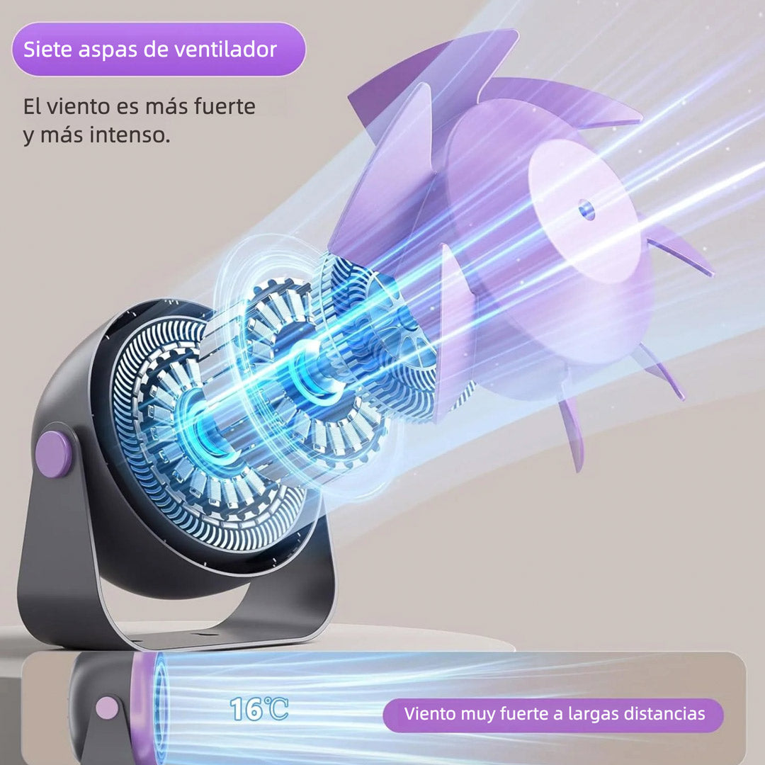 Ventilador USB de Escritorio Recargable con Pantalla LED, Ventilador Silencioso de 100 Velocidades, Montaje en Pared y Control Táctil, Ventilador Portátil para Oficina, Cocina, Viaje y Camping - VM005