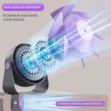 Ventilador USB de Escritorio Recargable con Pantalla LED, Ventilador Silencioso de 100 Velocidades, Montaje en Pared y Control Táctil, Ventilador Portátil para Oficina, Cocina, Viaje y Camping - VM005