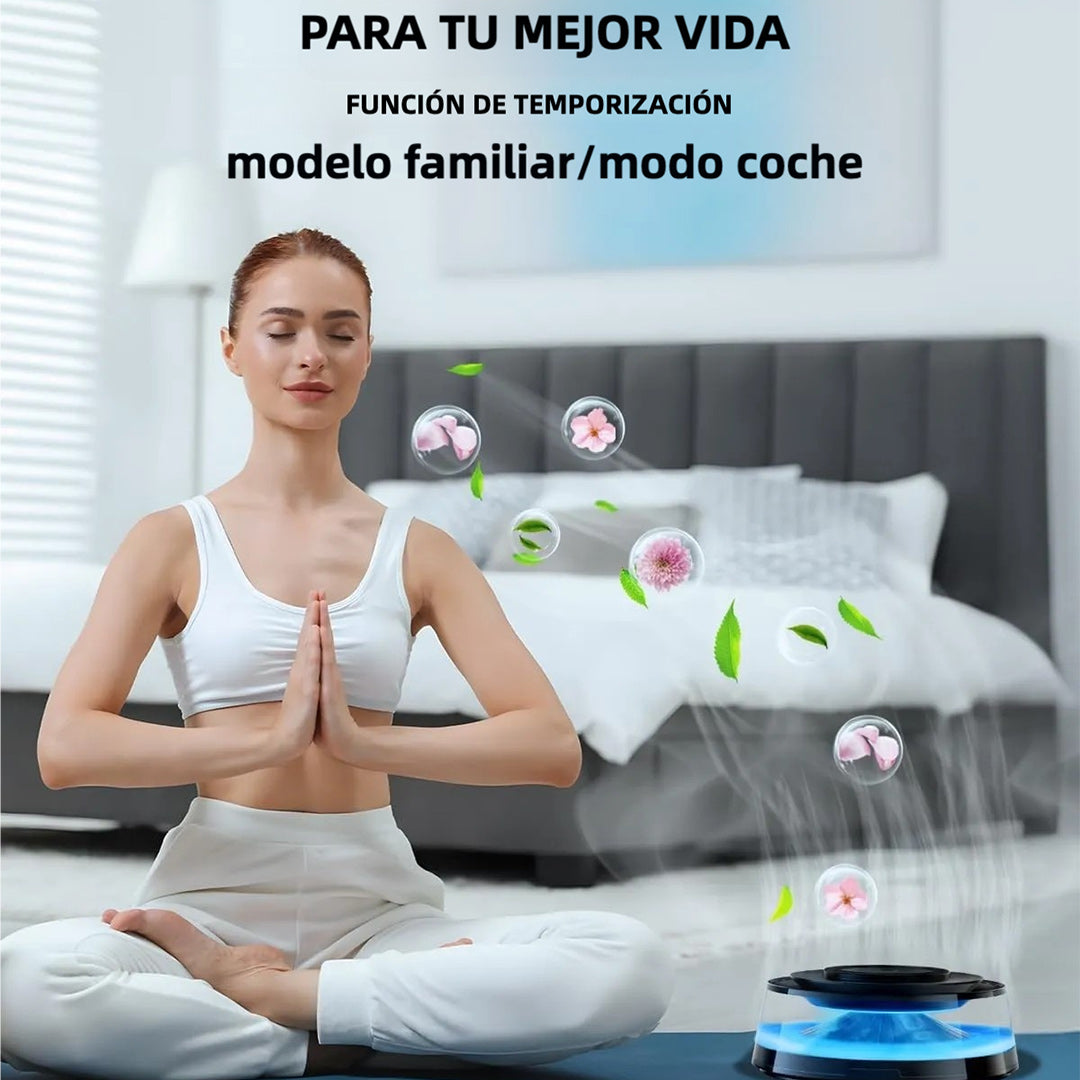 Difusor de Aromaterapia para Auto con Carga Inalámbrica, Luz Ambiental y Modo Inteligente - Fragancia Natural para Coches/Hogar/Oficina - MA001