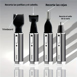 Afeitadora Eléctrica Kemei Multifuncional 4 en 1 Recargable - Con Cabezal para Nariz, Oídos, Cejas, Patillas y Barba - MC001