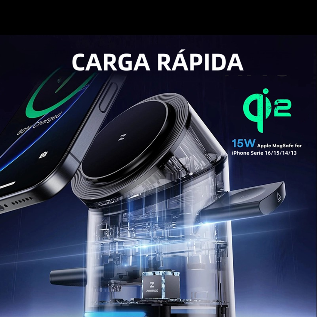 Cargadores Estación de Carga Inalámbrica Magnética 3 en 1 con Carga Rápida de 15W para Smartphones, Relojes y Auriculares -CI001 - Yesmart