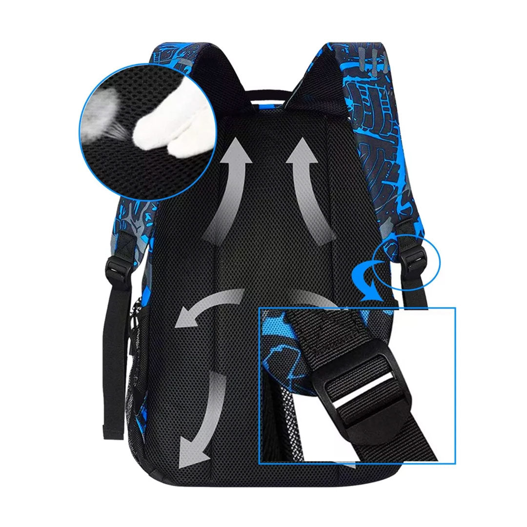 Mochila Escolar Asge para Niños – Mochila Juvenil con Estampado, Nylon de Gran Capacidad, Mochila Reflectante para Exterior y Escuela + Bolso Bandolera Adicional - AH009