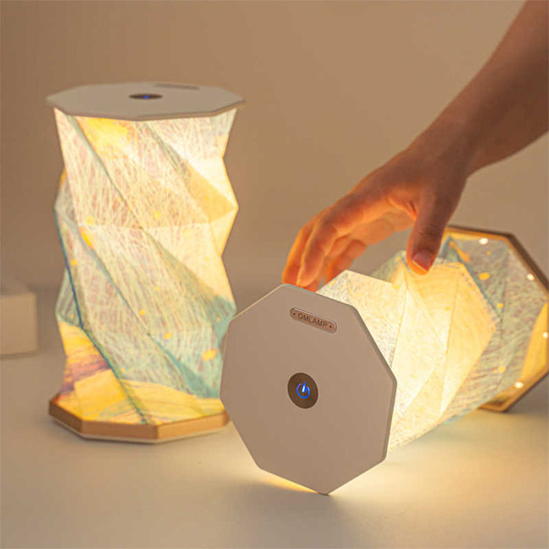 Lámpara Portátil Plegable de Papel de Arroz, Lámpara de Mesa de Viaje Recargable con Ajuste de Brillo, Iluminación Cálida para Sala de Estar, Dormitorio, Camping – LL001