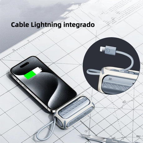 Mini Banco de Energía de 5000mAh con Cable Incorporado, Cargador Rápido Portátil para iPhone, Samsung, Xiaomi BP007 - Yesmart