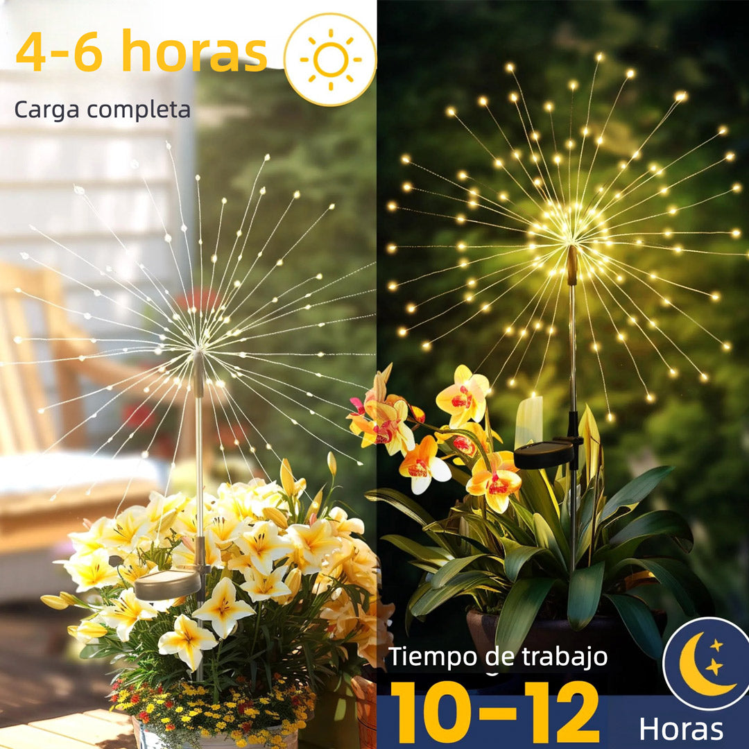 Luces Solares Decorativas para Jardín 2 Piezas 120LED – Impermeables con Diseño DIY para Patio, Balcón, Camino y Macetas - JP004
