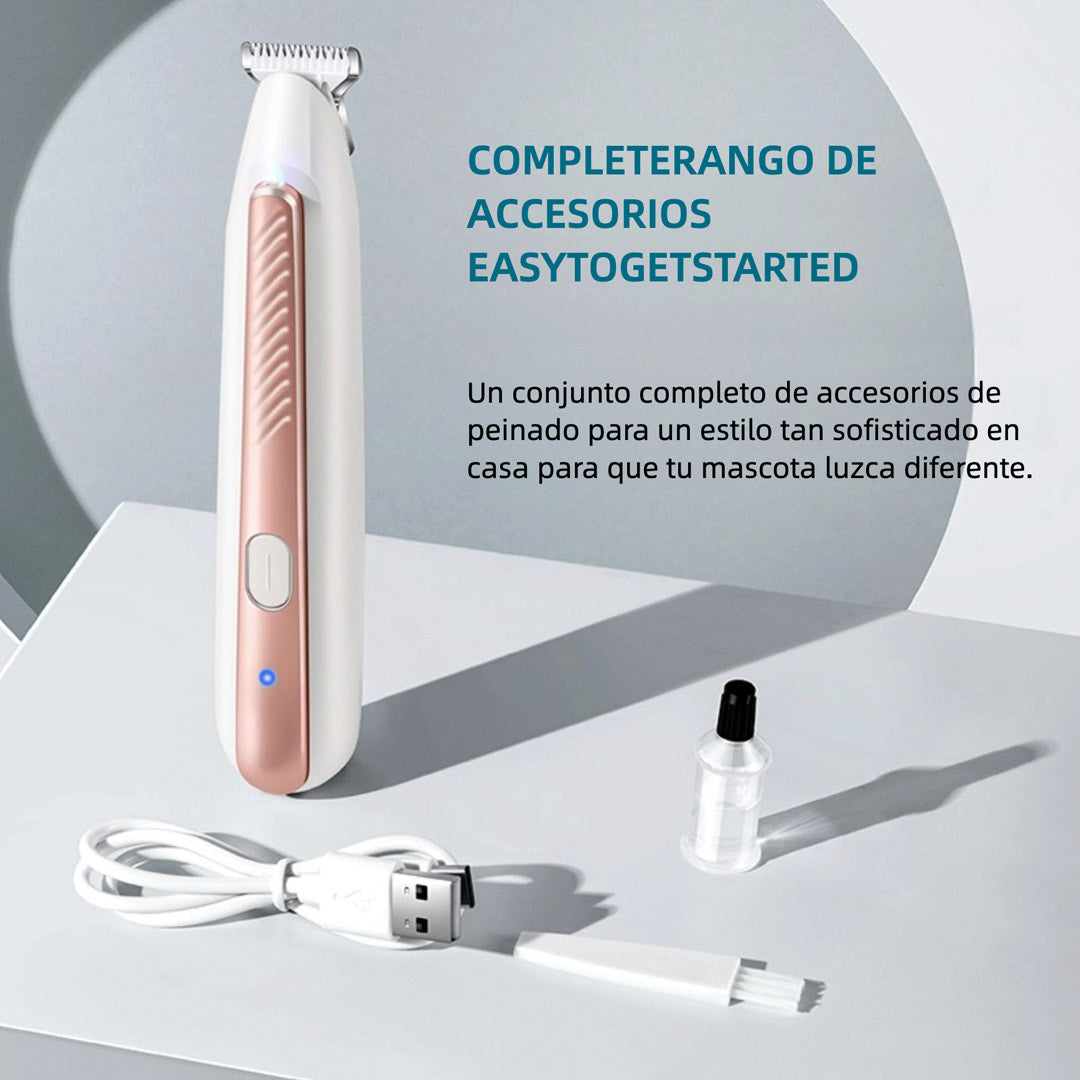 Cortapelos para Mascotas con Luz LED – Recortadora de Precisión Silenciosa e Impermeable para Patas, Orejas y Cara - DM007