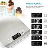 Báscula Digital de Cocina 10kg/22lb Blanca, Precisión 1g/0.04oz para Repostería, Cocina y Dieta, Superficie de Acero Inoxidable Fácil de Limpiar - EC001