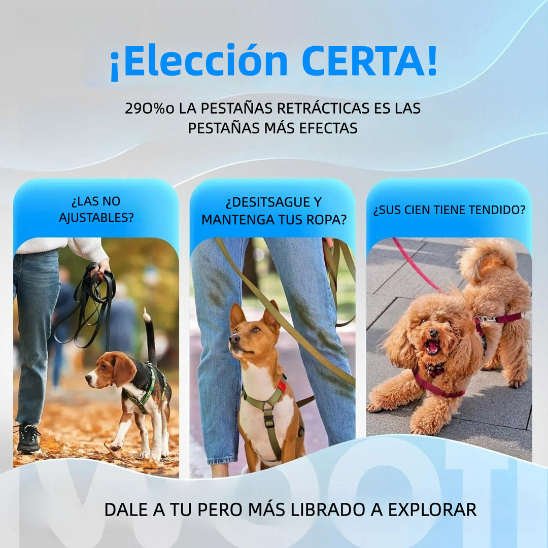 Correa Retráctil para Perros 5M Antienredos con Mango Antideslizante y Cinta Reflectante para Mascotas de Hasta 50kg - DM003