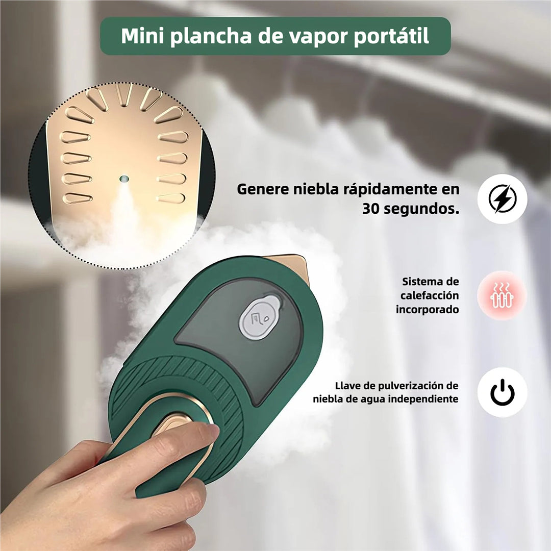 Plancha de Viaje Mini Portátil 3 en 1 con Base Anti-Quemaduras, Vapor Seco/Húmedo y 180° Rotación - Ideal para Ropa, Viajes y Hogar - PM001