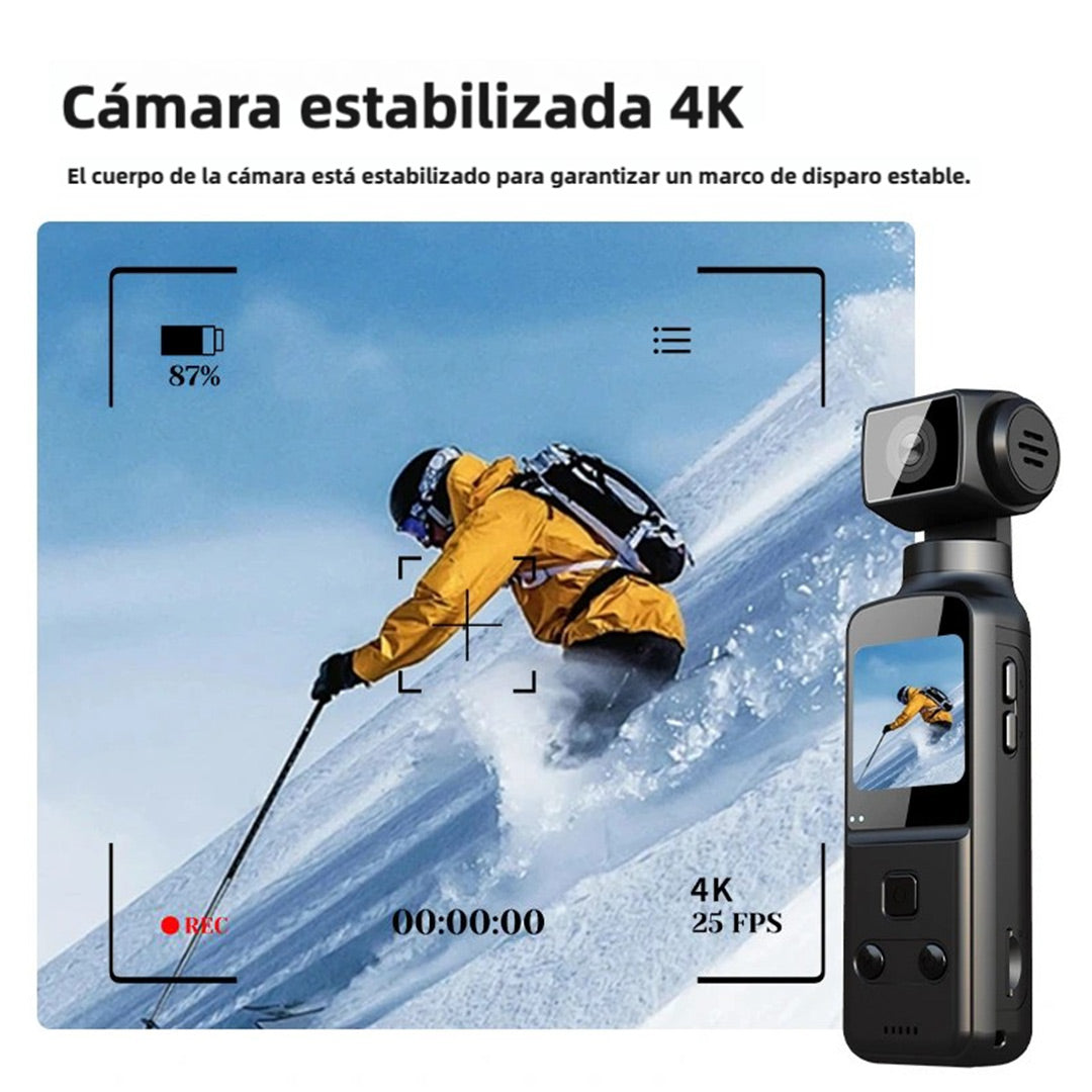 Cámara Corporal 4K con Micrófono Externo y Rotación de 270° - Cámara Compacta para Actividades al Aire Libre y Uso Personal – CC011