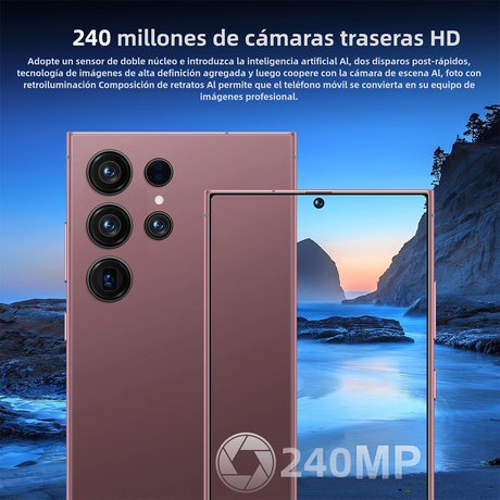 Teléfono inteligente Android 14, 4GB+128GB ROM, 240MP+80MP, Pantalla 6.6", Batería 4500mAh, Dual SIM Desbloqueado -SP003 - Yesmart