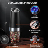 Molino Eléctrico de Sal y Pimienta con Ajuste de Grosor – Vibración Automática, LED y Operación con una Mano – Ideal para Cocina – EJ004