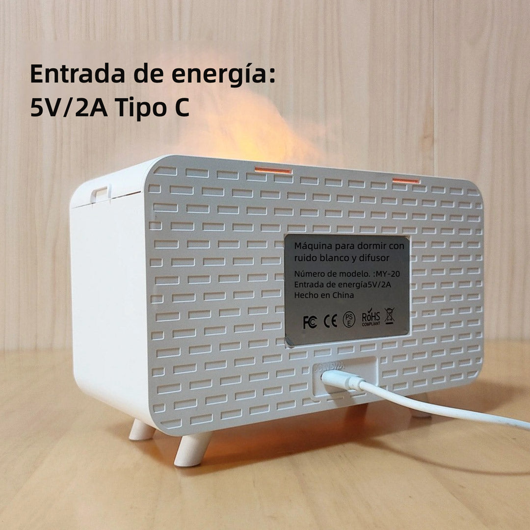 Máquina de Sonido Blanco con Luz Nocturna y Humidificador, 8 Sonidos Ambientales, 11 Modos de Luz, Temporizador y Batería de 2600mAh – MA004